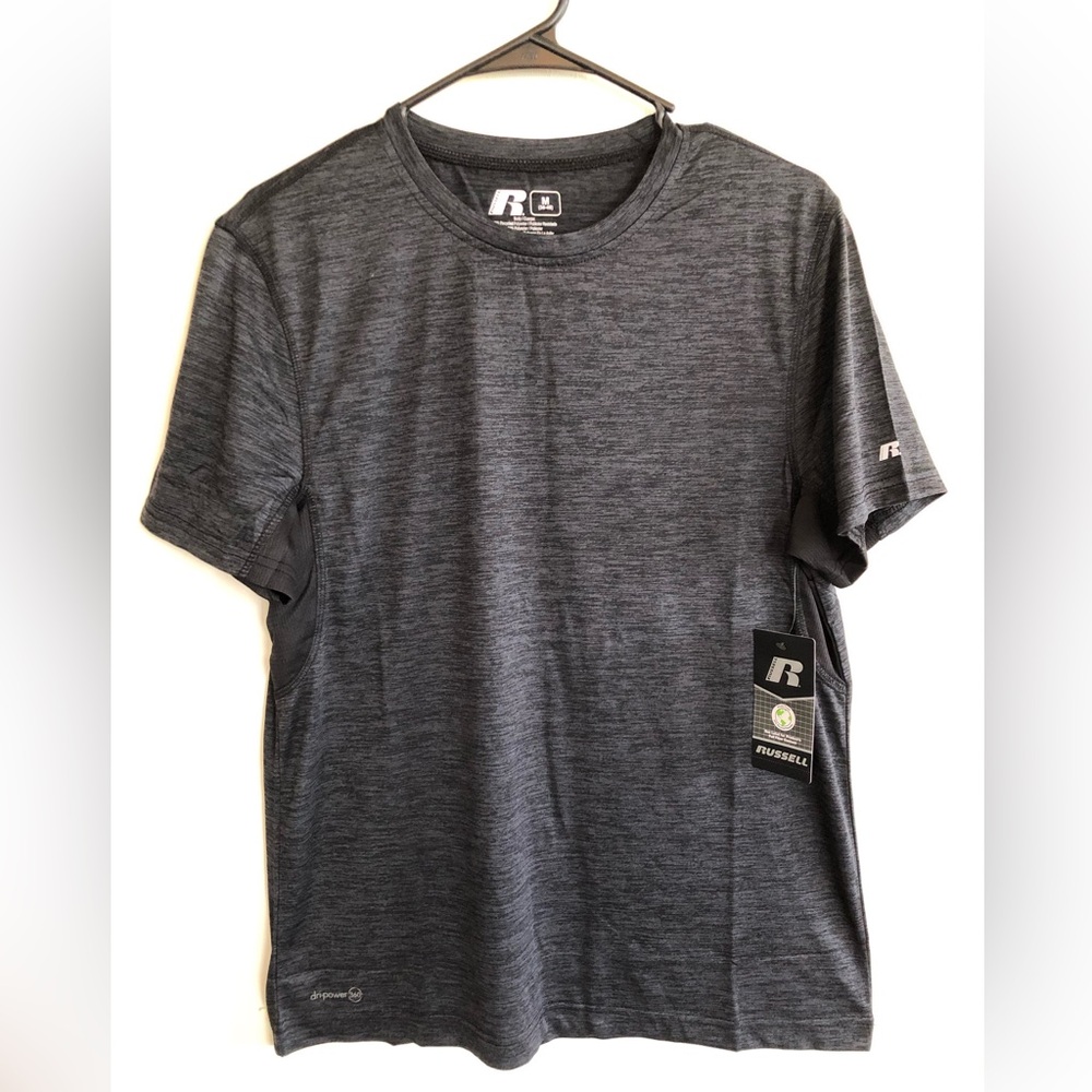 RUSSELL Mens Dri Power 360 T-Shirt Size Medium 38-40 Charcoal Black Underarm